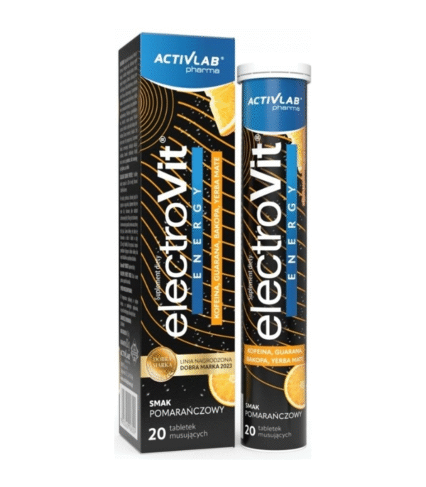 Activlab ElectroVit ENERGY 20 tabl. – Elektrolity, Witaminy B, Kofeina i Guarana smak pomarańcza